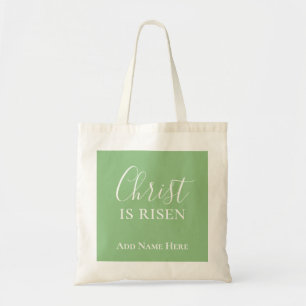 Christ is Risen Custom Green Christian Easter Gift Tote Bag