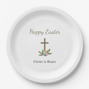 Christ is Risen Decorated Easter Eggs Cross  Paper Plate