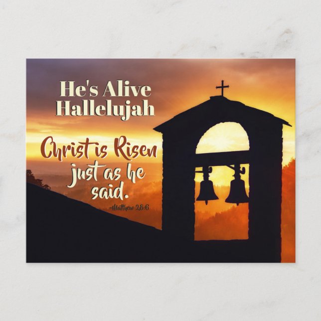 Christ is Risen Just as He Said, Matthew 28 Easter Holiday Postcard (Front)