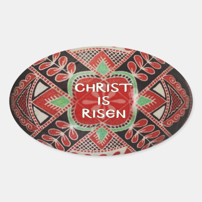 "Christ is Risen" PysankyPascha/Easter Egg Sticker (Front)
