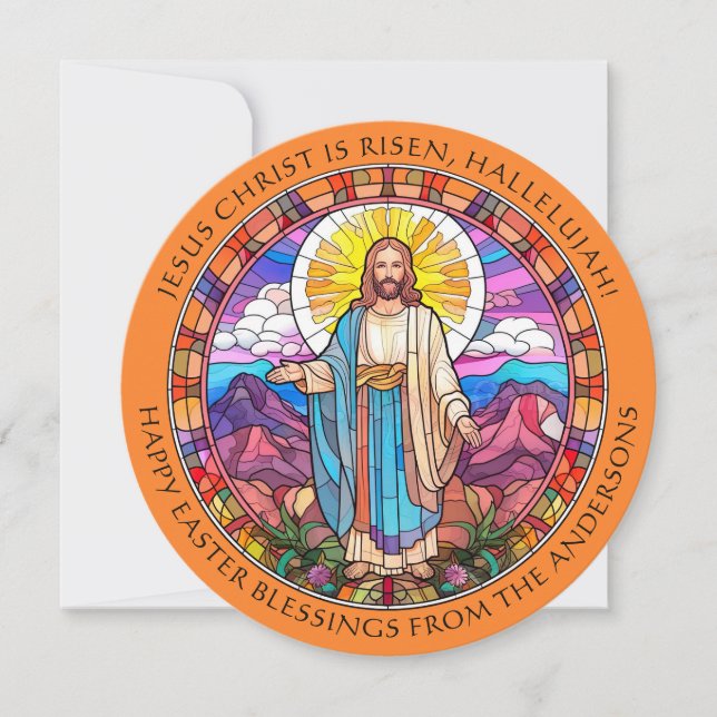 Christ Is Risen Religious Easter Blessings Holiday Card (Front)