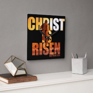 Christ Is Risen - Resurrection of Jesus Easter   Square Wall Clock
