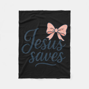 Christ Jesus Saves Bow Christian Girl Toddler God Fleece Blanket
