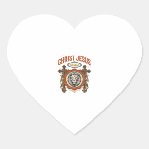 Christ Jesus Vintage Lion Faith Heart Sticker