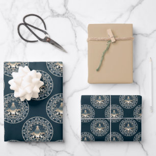 Christ Nativity Star of Wonder Polka Dot Mandala Wrapping Paper Sheet
