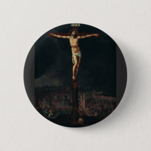 Christ on the Cross by Gillis Mostaer 6 Cm Round Badge