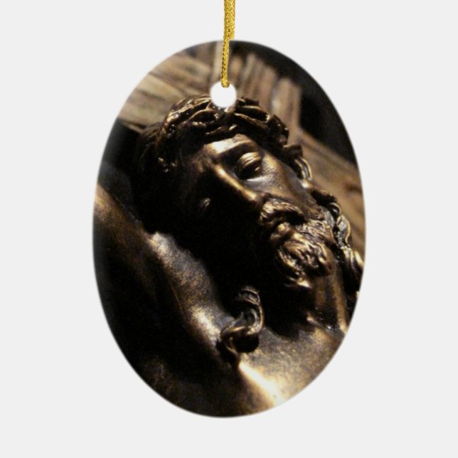 Christ on the Cross. Ceramic Tree Decoration (Front)