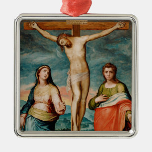 Christ on the Cross with Saints Metal Tree Decoration
