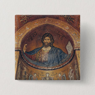 Christ Pantocrator and the Madonna 15 Cm Square Badge