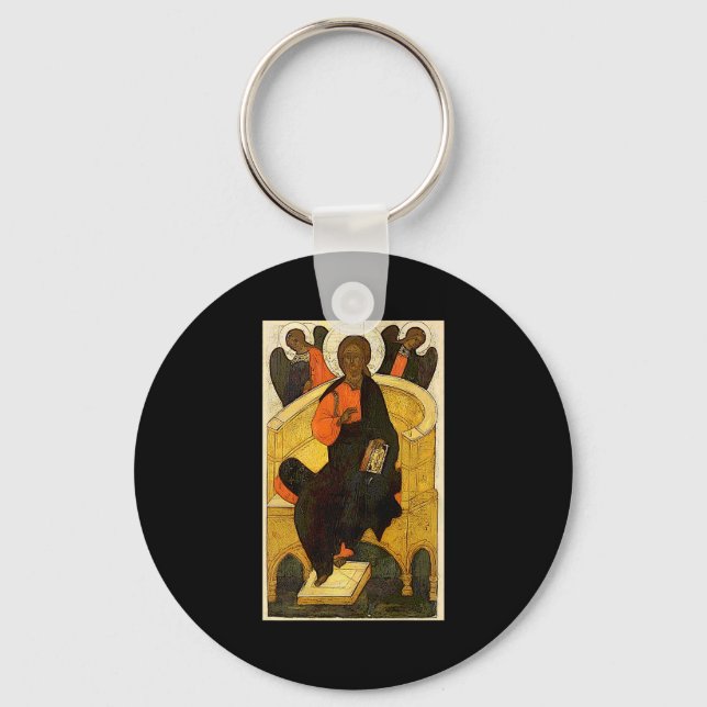 Christ Pantocrator Jesus Enthroned Savior Christia Key Ring (Front)