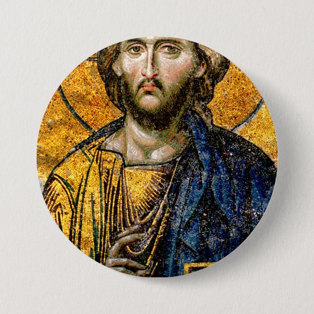Christ Pantocrator Mosaic 7.5 Cm Round Badge (Front)