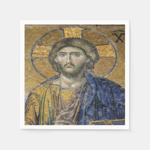 Christ Pantocrator Mosaic Iconic Religious Roman A Napkin