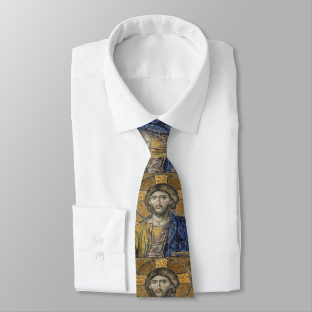 Christ Pantocrator Mosaic Iconic Religious Roman A Tie (Tied)