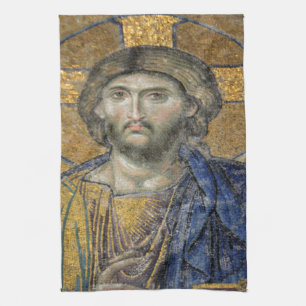 Christ Pantocrator Mosiac Iconic Religious Roman A Tea Towel