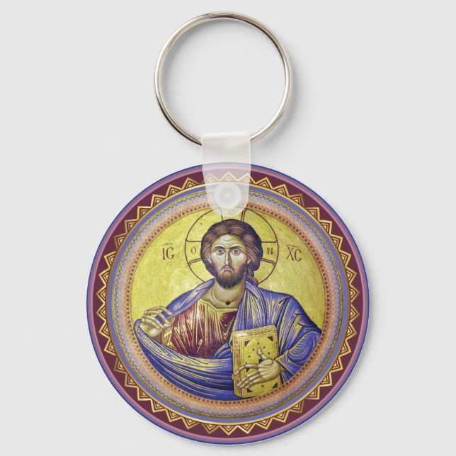 Christ Pantocrator Orthodox Icon Key Ring (Front)