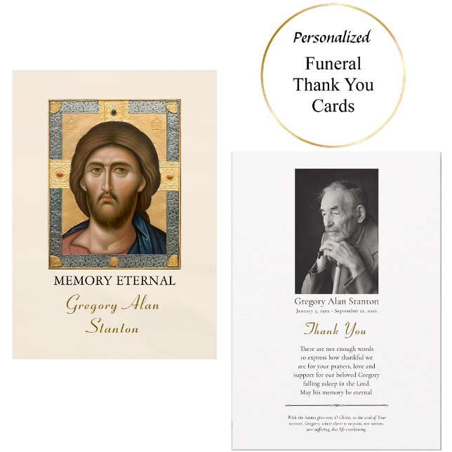 Christ Pantocrator Orthodox Photo Memorial  Thank You Card (Creator Uploaded)
