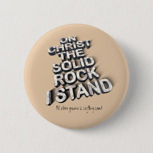 Christ solid rock christian bible quote typography 6 cm round badge