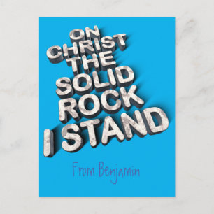 Christ solid rock christian bible quote typography postcard