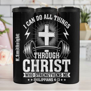 Christ Strengthens Me Philippians Graphic Thermal Tumbler