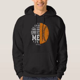 Christ Strengthens Me  Religious Christian Softbal Hoodie