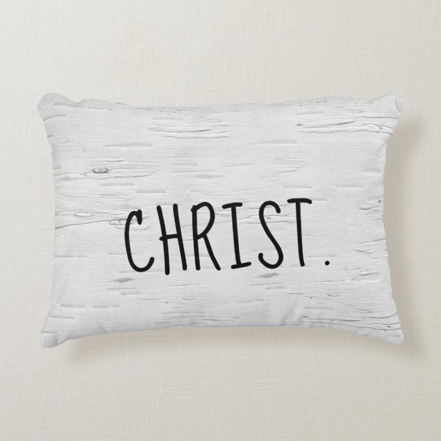 CHRIST Text On Birch Tree  Accent Pillow (Front)