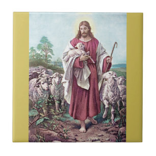 Christ The Good Shepherd Bernard Plockhorst 1878 Tile