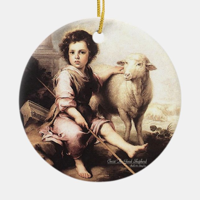 Christ The Good Shepherd Ceramic Tree Decoration (Front)
