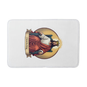 Christ the King Vintage Engraving Christian Shirt Bath Mat