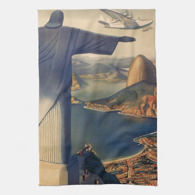Christ the Redeemer Statue, Rio De Janeiro, Brazil Tea Towel (Vertical)