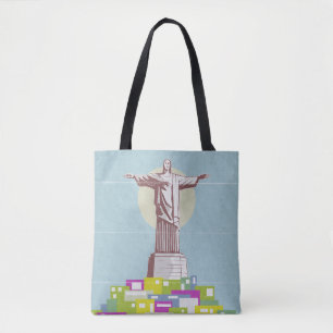Christ the Redeemer Travel poster Favela Tote Bag