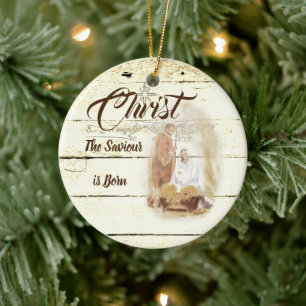 Christ the Saviour is born Ceramic Tree Decoration