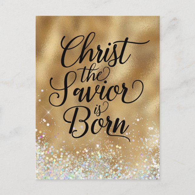 Christ the Saviour is born Christian Christmas Postcard (Front)
