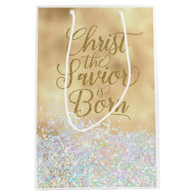 Christ the Saviour is Born Christmas Medium Gift Bag (Front)