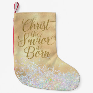 Christ The Saviour is Born Small Christmas Stocking