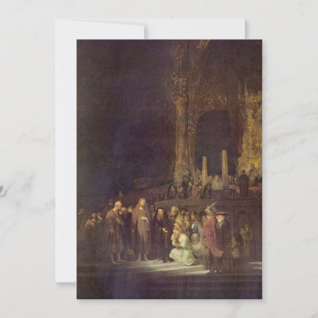 Christ & the Woman Taken in Adultery by Rembrandt Holiday Card (Front)