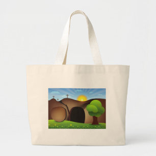 christ tomb large tote bag