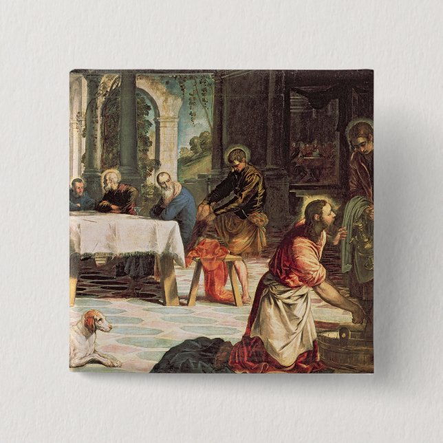 Christ Washing the Feet of the Disciples 2 15 Cm Square Badge (Front)