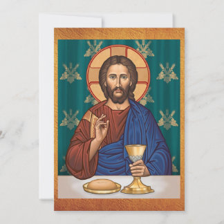 Christ with Chalice, parchment background Save The Date
