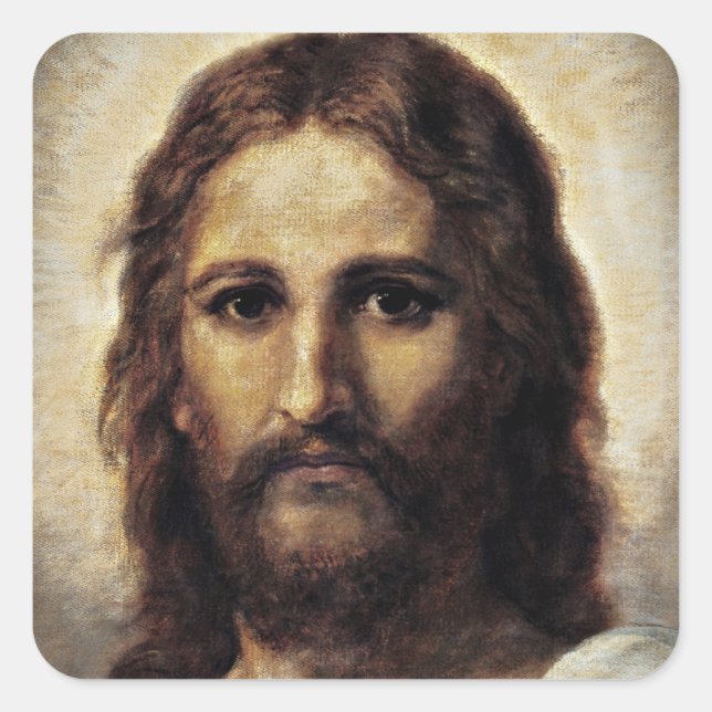 Christ with Compassionate Eyes Square Sticker (Front)
