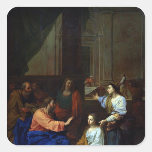 Christ with Martha and Mary Square Sticker