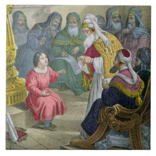 Christ with the Doctors in the Temple, from a bibl Tile