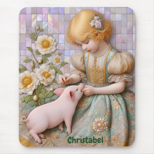 CHRISTABEL ~ Pastel Girl Piglet ~ Mousepad (Front)