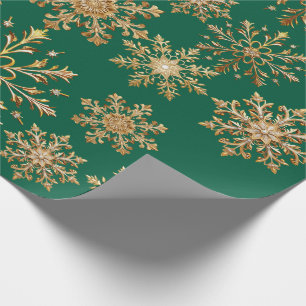 Christams Gold and Green Snowflake Wrapping paper