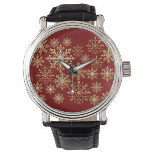 Christams Gold and Red Snowflake  Watch