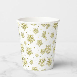 CHRISTAMS GOLD SNOW FLAKES MODERN MINIMAL STYLISH PAPER CUPS