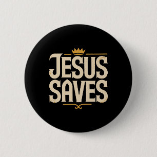 Christan Jesus Saves Premium 6 Cm Round Badge