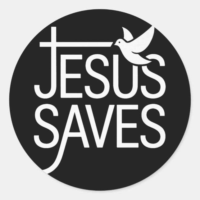 Christan Jesus Saves Premium  Classic Round Sticker (Front)