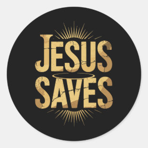 Christan Jesus Saves Premium Classic Round Sticker