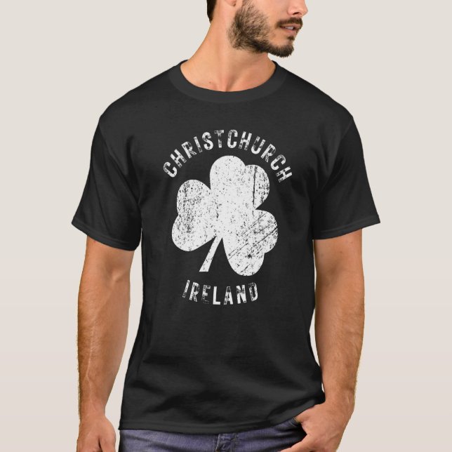 Christchurch Ireland Vintage Shamrock Distressed L T-Shirt (Front)