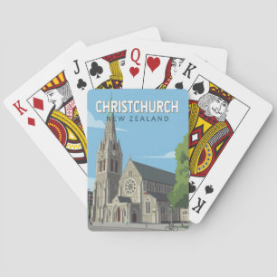 Christchurch New Zealand Illustration Travel Art Playing Cards
